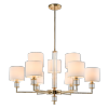 Salonowa Złota lampa wisząca żyrandol abażurowy SUTTON P09378AU-WH Glamour złota z białymi abażurami
